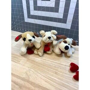 Wishpets 3 Mini Dog Plush Bundle – Vintage 2002 Small Stuffed Animals